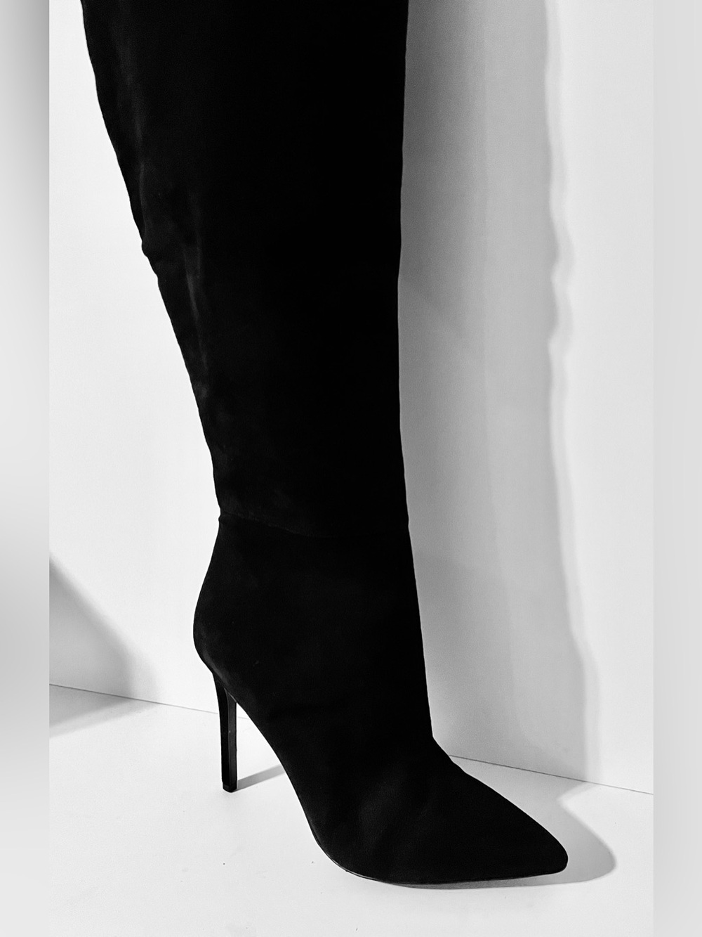 ALDO Leather/Suede Black Tall Over-the-Knee Stiletto Boots - Picture 4 of 14